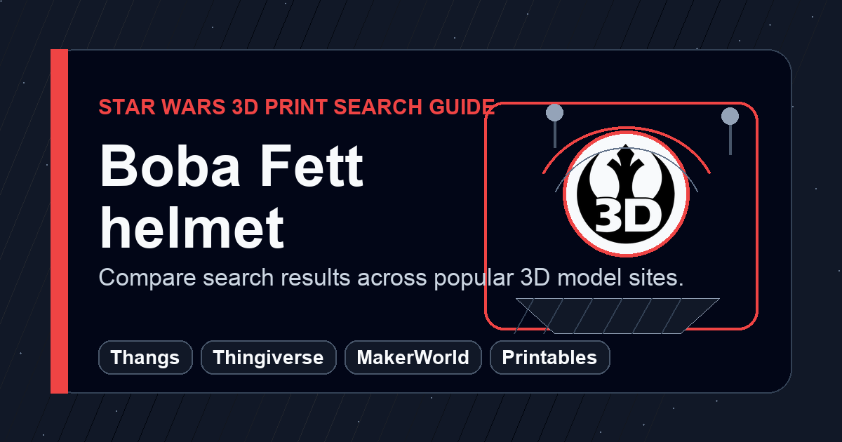 Boba Fett helmet 3D print search guide image